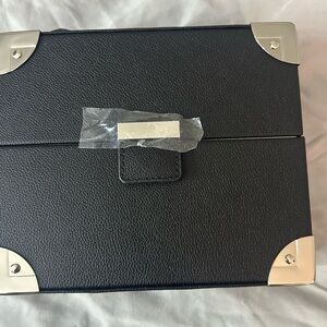 Chic Black Mini Train Case with Silver Details